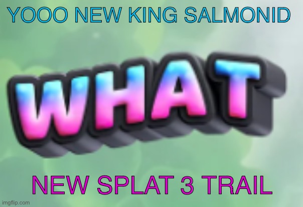 what | YOOO NEW KING SALMONID; NEW SPLAT 3 TRAILER | image tagged in what | made w/ Imgflip meme maker