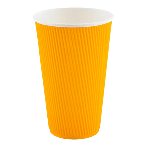 High Quality 20 oz Yellow Paper Coffee Cup - Ripple Wall - 3 1/2" x 3 1/2" x Blank Meme Template