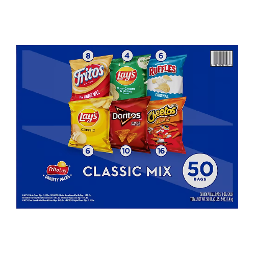 Frito Lay Variety Pack of Snacks and Chips, Classic Mix, 50 ct. Blank Meme Template