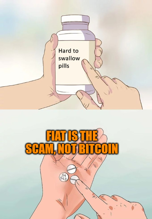 Hard to swallow fiat pills | FIAT IS THE SCAM, NOT BITCOIN | image tagged in memes,hard to swallow pills | made w/ Imgflip meme maker