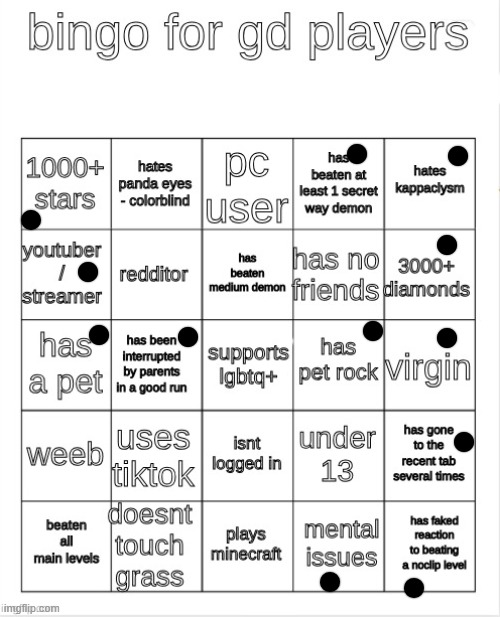 :P | image tagged in gd bingo | made w/ Imgflip meme maker