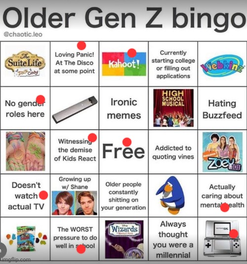 Older gen Z bingo | image tagged in older gen z bingo | made w/ Imgflip meme maker