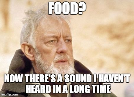 Obi Wan Kenobi Meme | FOOD? NOW THERE'S A SOUND I HAVEN'T HEARD IN A LONG TIME | image tagged in memes,obi wan kenobi,AdviceAnimals | made w/ Imgflip meme maker