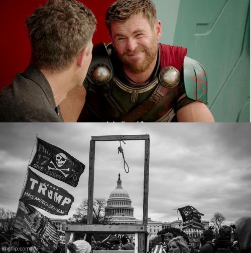 image tagged in thor is he though,capitol hill riot gallows | made w/ Imgflip meme maker