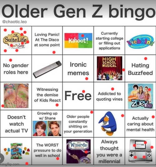 OMG THE NOSTALGIA GRAAGGHH | image tagged in older gen z bingo | made w/ Imgflip meme maker