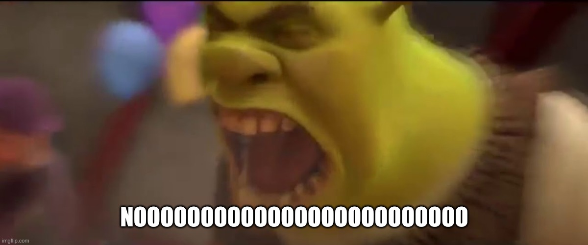 Shrek screaming | NOOOOOOOOOOOOOOOOOOOOOOOOO | image tagged in shrek screaming | made w/ Imgflip meme maker