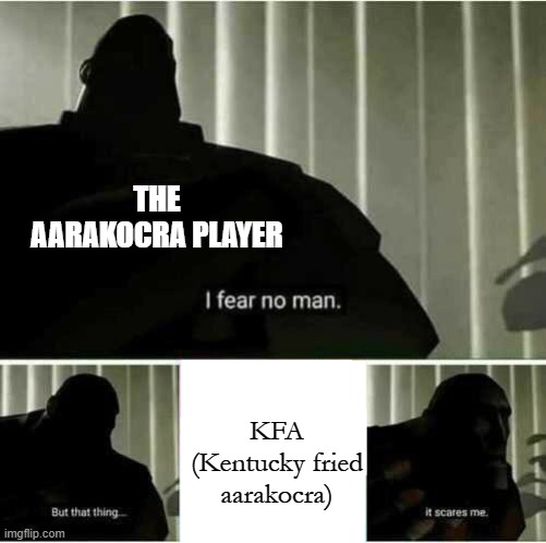 I fear no man | THE AARAKOCRA PLAYER; KFA (Kentucky fried aarakocra) | image tagged in i fear no man | made w/ Imgflip meme maker