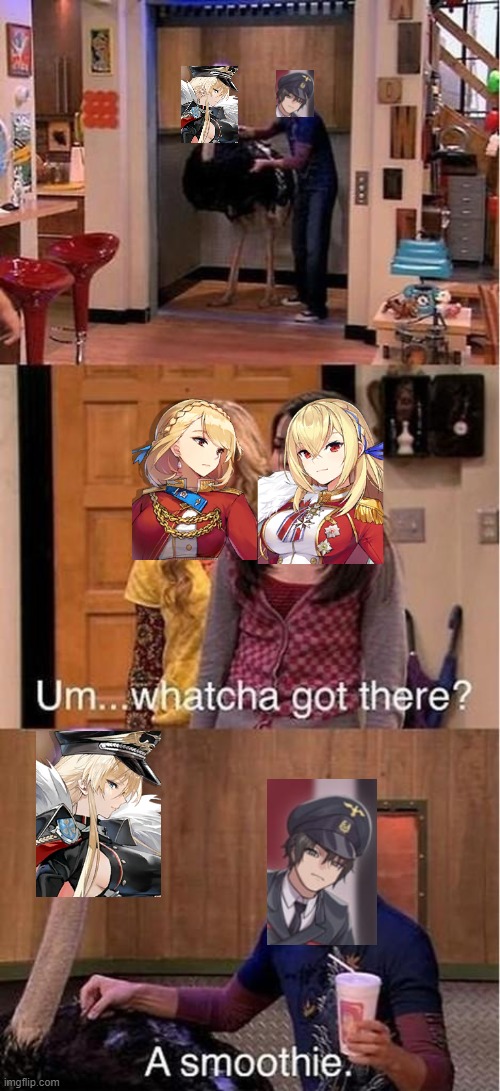 Bismarck Returning Be Like | image tagged in um watcha got there a smoothie | made w/ Imgflip meme maker