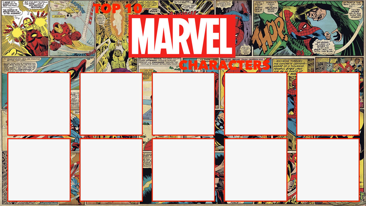 High Quality top 10 marvel characters Blank Meme Template