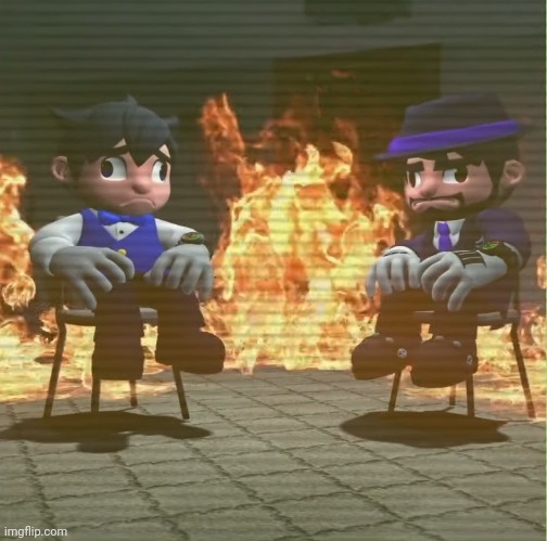 smg4 and smg3 sitting Blank Meme Template