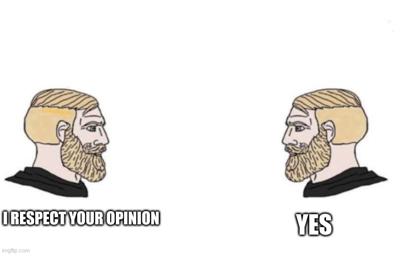 Double Yes Chad | I RESPECT YOUR OPINION YES | image tagged in double yes chad | made w/ Imgflip meme maker