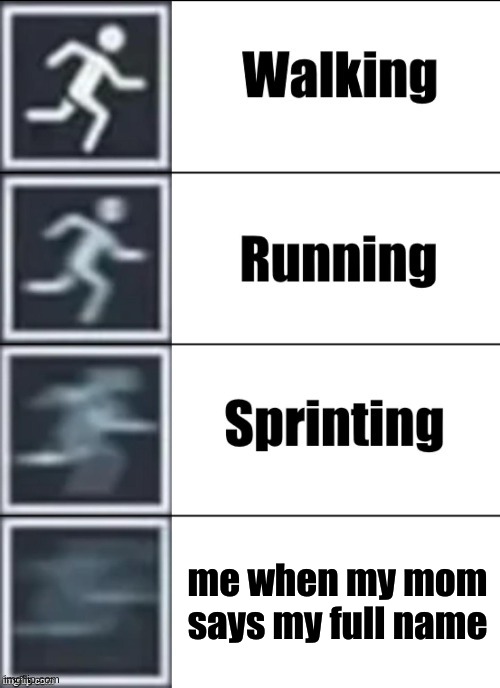 Very Fast | me when my mom says my full name | image tagged in very fast | made w/ Imgflip meme maker