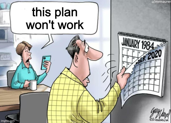 1984 Calendar | this plan won't work | image tagged in 1984 calendar | made w/ Imgflip meme maker