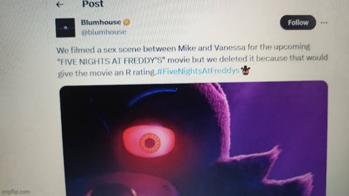 Bruhhh >:( we need the R-rated Blu-ray instantly | image tagged in fnaf,memes,funny,fnaf movie,five nights at freddys | made w/ Imgflip meme maker
