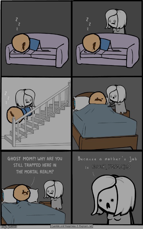 image tagged in death,ghost,cyanide and happiness,mother,comics/cartoons | made w/ Imgflip meme maker