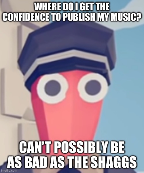 And as bad as CG5 | WHERE DO I GET THE CONFIDENCE TO PUBLISH MY MUSIC? CAN’T POSSIBLY BE AS BAD AS THE SHAGS | image tagged in tabs stare | made w/ Imgflip meme maker