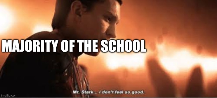 Mr. stark i don't feel so good | MAJORITY OF THE SCHOOL | image tagged in mr stark i don't feel so good | made w/ Imgflip meme maker