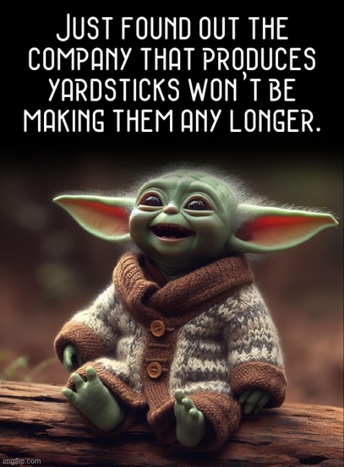 lol | image tagged in funny,yard stick,make them longer,meme,baby yoda | made w/ Imgflip meme maker