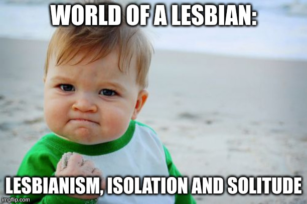 solitude | WORLD OF A LESBIAN:; LESBIANISM, ISOLATION AND SOLITUDE | image tagged in memes,success kid original | made w/ Imgflip meme maker