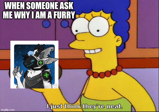 I just think they're neat | WHEN SOMEONE ASK ME WHY I AM A FURRY | image tagged in i just think they're neat | made w/ Imgflip meme maker