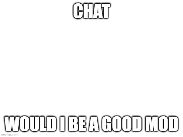 CHAT; WOULD I BE A GOOD MOD | image tagged in e | made w/ Imgflip meme maker