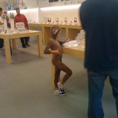 High Quality Gay Little Monkey at the Apple Store Blank Meme Template