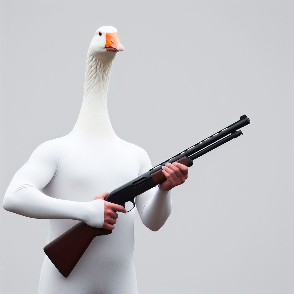 High Quality goose with a shotgun Blank Meme Template