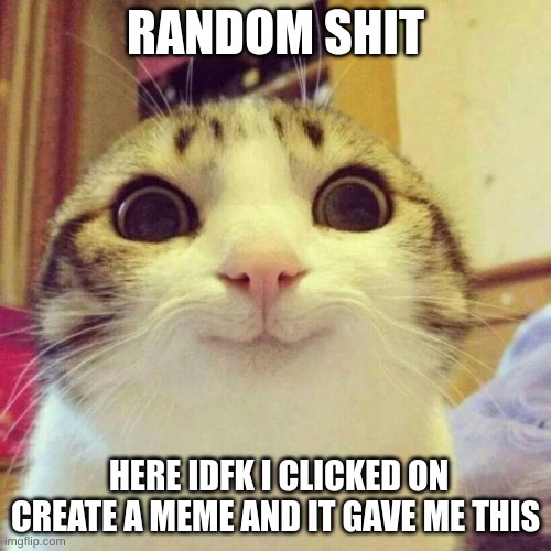 qhar | RANDOM SHIT; HERE IDFK I CLICKED ON CREATE A MEME AND IT GAVE ME THIS | image tagged in memes,smiling cat | made w/ Imgflip meme maker