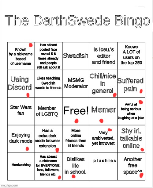 i was closer than last time | image tagged in the darthswede bingo | made w/ Imgflip meme maker
