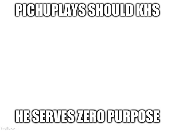 you should delete ur account hater | PICHUPLAYS SHOULD KHS; HE SERVES ZERO PURPOSE | image tagged in pichu should die | made w/ Imgflip meme maker