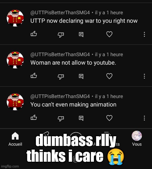 I SAID POMNI MAKING OUT IN A SLANDER LMAOO | dumbass rlly thinks i care 😭 | made w/ Imgflip meme maker