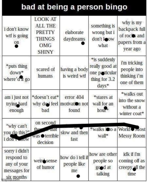 bad at being a person bingo | image tagged in bad at being a person bingo | made w/ Imgflip meme maker