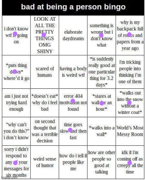 guess im a person | image tagged in bad at being a person bingo | made w/ Imgflip meme maker