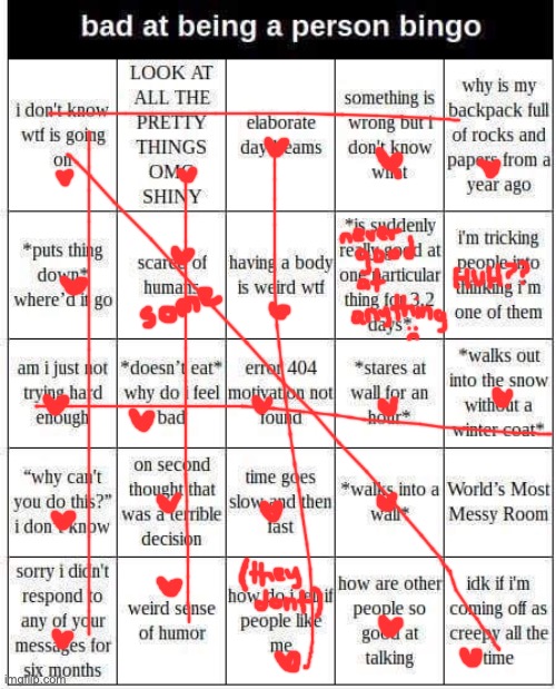 ngl this is lowkey a pickme bingo | image tagged in bad at being a person bingo | made w/ Imgflip meme maker