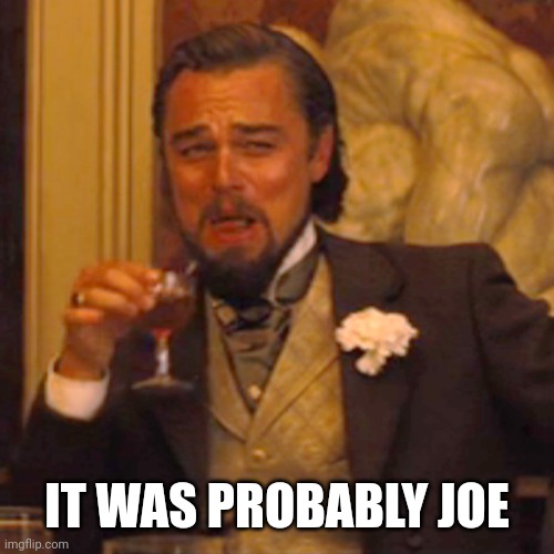 Laughing Leo Meme | IT WAS PROBABLY JOE | image tagged in memes,laughing leo | made w/ Imgflip meme maker