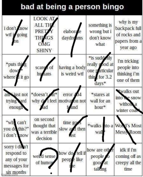 bad at being a person bingo | image tagged in bad at being a person bingo | made w/ Imgflip meme maker