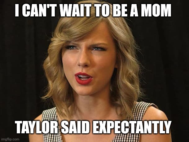 Taylor said expectantly | I CAN'T WAIT TO BE A MOM; TAYLOR SAID EXPECTANTLY | image tagged in taylor swiftie | made w/ Imgflip meme maker