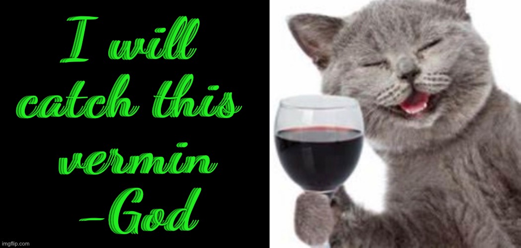 Cat lib toast | I will 
catch this 
vermin

-God | image tagged in cat lib toast | made w/ Imgflip meme maker