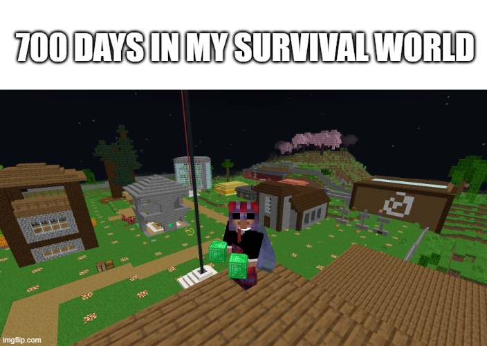 700 days | 700 DAYS IN MY SURVIVAL WORLD | image tagged in minecraft,pog | made w/ Imgflip meme maker