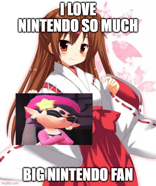 nintendo facts | I LOVE NINTENDO SO MUCH; BIG NINTENDO FAN | image tagged in anime girl holding sign,nintendo,videogames,fans,mario | made w/ Imgflip meme maker
