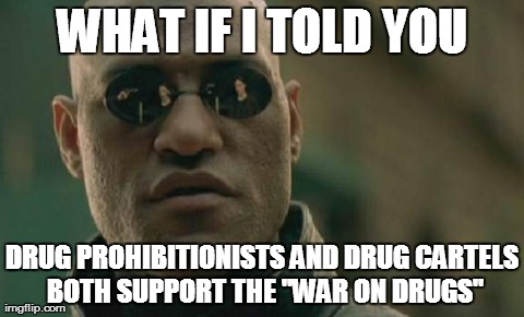 Who's really winning? | WHAT IF I TOLD YOU DRUG PROHIBITIONISTS AND DRUG CARTELS BOTH SUPPORT THE "WAR ON DRUGS" | image tagged in memes,matrix morpheus | made w/ Imgflip meme maker