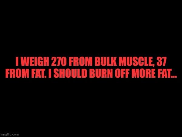 I WEIGH 270 FROM BULK MUSCLE, 37 FROM FAT. I SHOULD BURN OFF MORE FAT... | made w/ Imgflip meme maker