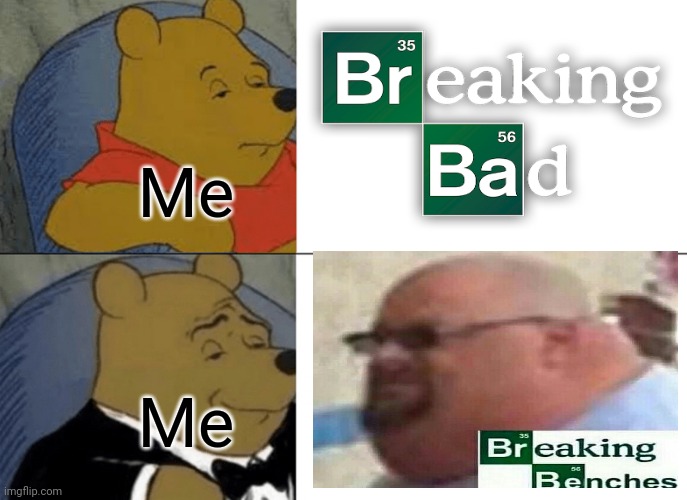 County of the fat is the US | Me; Me | image tagged in memes,tuxedo winnie the pooh,breaking bad,meme,funny | made w/ Imgflip meme maker