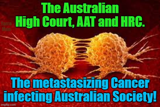 The metastasizing Cancer on Australia | The Australian High Court, AAT and HRC. Yarra Man; The metastasizing Cancer infecting Australian Society! | image tagged in australian high court,administrative appeals tribunal,human rights commission,australian judiciary,the enemy,anti australia | made w/ Imgflip meme maker