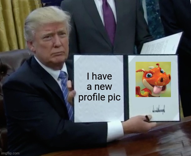 Trump Bill Signing | I have a new profile pic | image tagged in memes,trump bill signing,wallykazam | made w/ Imgflip meme maker