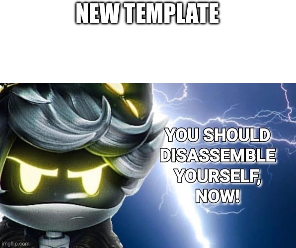 You should disassemble yourself NOW! | NEW TEMPLATE | image tagged in you should disassemble yourself now | made w/ Imgflip meme maker