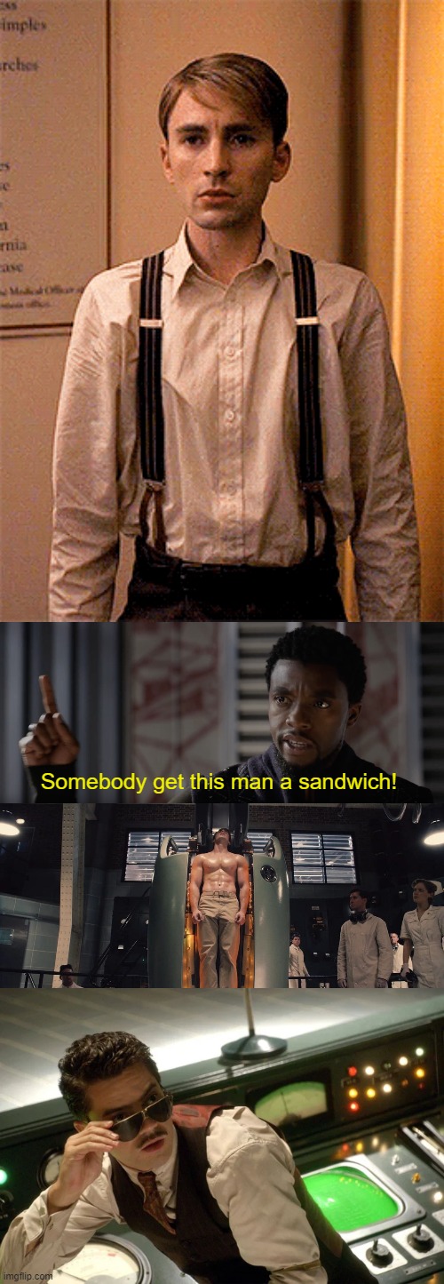sandwich | Somebody get this man a sandwich! | image tagged in howard stark,captain america,steve rogers,marvel | made w/ Imgflip meme maker