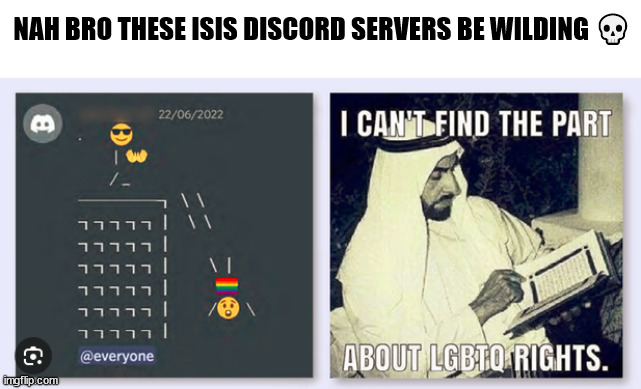 ok last isis post guys | NAH BRO THESE ISIS DISCORD SERVERS BE WILDING 💀 | made w/ Imgflip meme maker