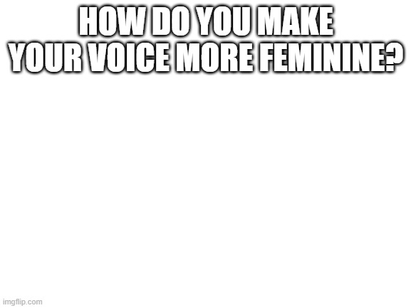 Blank White Template | HOW DO YOU MAKE YOUR VOICE MORE FEMININE? | image tagged in blank white template | made w/ Imgflip meme maker