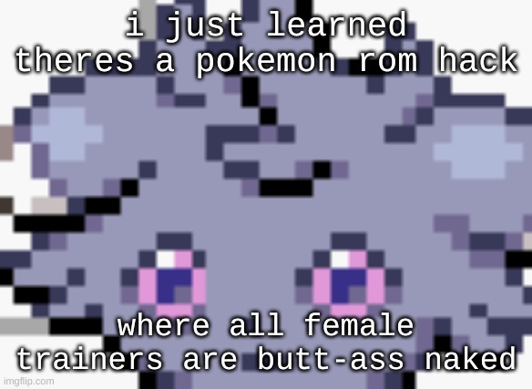 deadass | i just learned theres a pokemon rom hack; where all female trainers are butt-ass naked | image tagged in espurr dead inside | made w/ Imgflip meme maker